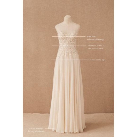 BHLDN Jenny Yoo Marianna Marabella Wedding Gown Size 12 NEW - Picture 4 of 16